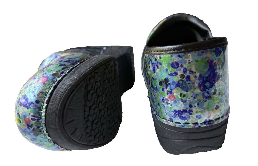 Dansko XP 2.0 Women's Multicolor Watercolor Dots Patent Leather Clogs Sz 9 Nurse - Picture 10 of 16